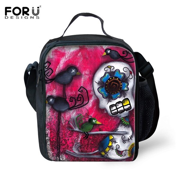 FORUDESIGNS Thermal Insulated Lunch Bag For Women Men Boys Girls 3D Skull Insulation Lunch Box Picnic Food Cooler Lunchbox Bolsa: C649G