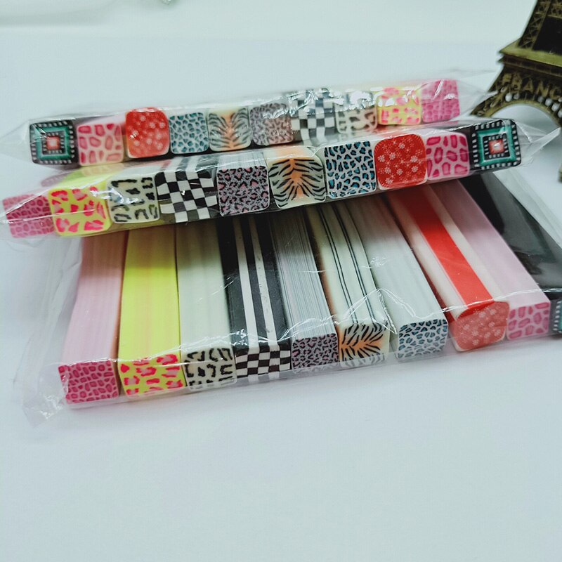 Barras de arcilla polimérica para decoración de uñas, palitos de colores con estampado de leopardo para decoración de uñas, Material de limo, 10x50mm, 10 unidades: Default Title