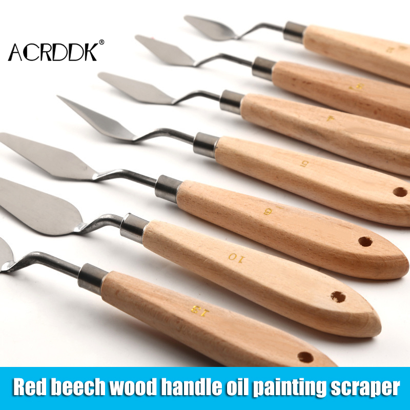 Palette Knife Painting Stainless Steel Spatula Palette Knife Oil Paint Metal Knives Wood Handle DF