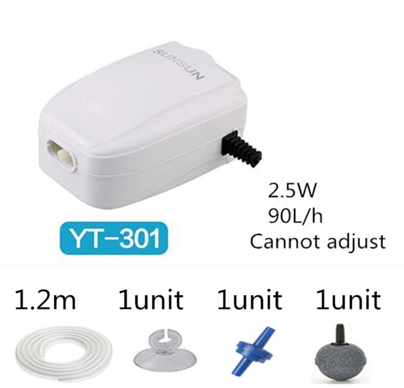 110-240V Ultra Leise Luftpumpe Für Aquarium Aquarium Doppel Outlets Sauerstoff Pumpe Einstellbare Langlebige Pumpe Schwarz körper Hohe Qualit: YT-301 A SET / 220-240v 50hz