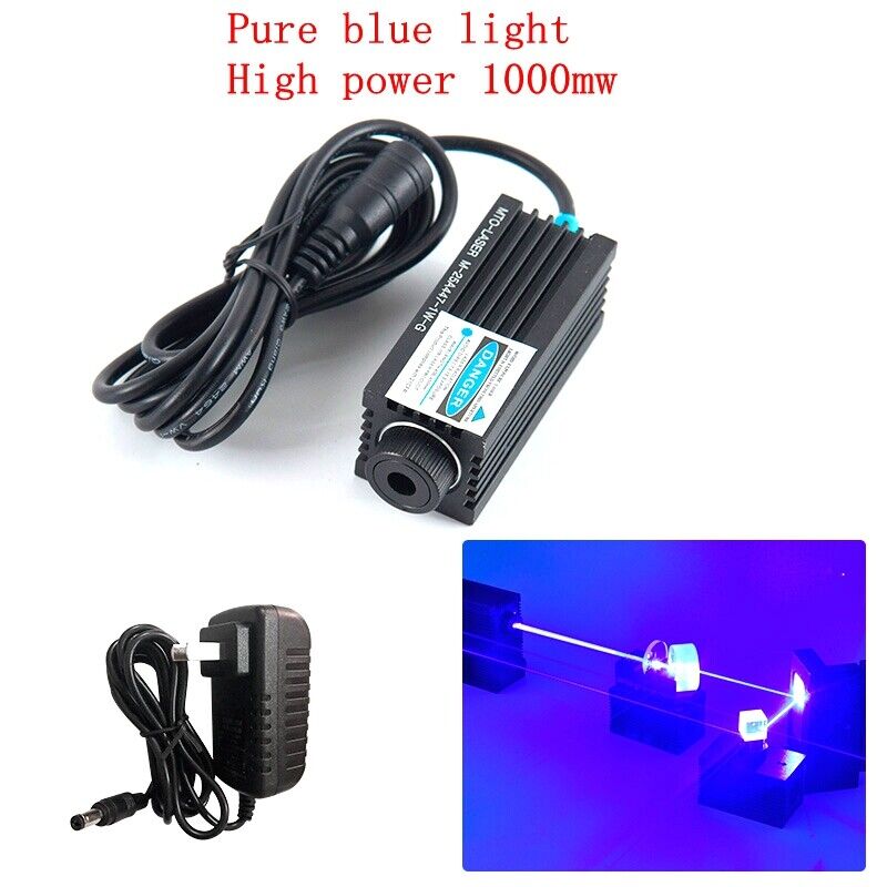 Micro-gravure laser bleu pur haute puissance avec adaptateur, technologie de points, 450nm, 1000mW, 1W
