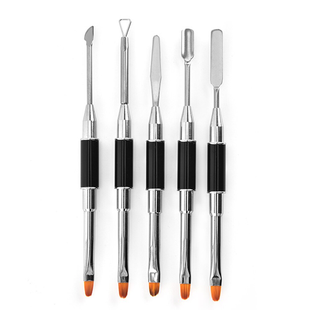 2 In 1 Dual-Ended Brush Picker Rvs Gel Professionele Nail Tool Voor Uv Gel Acryl Nagels Uitbreiding tool: Default Title
