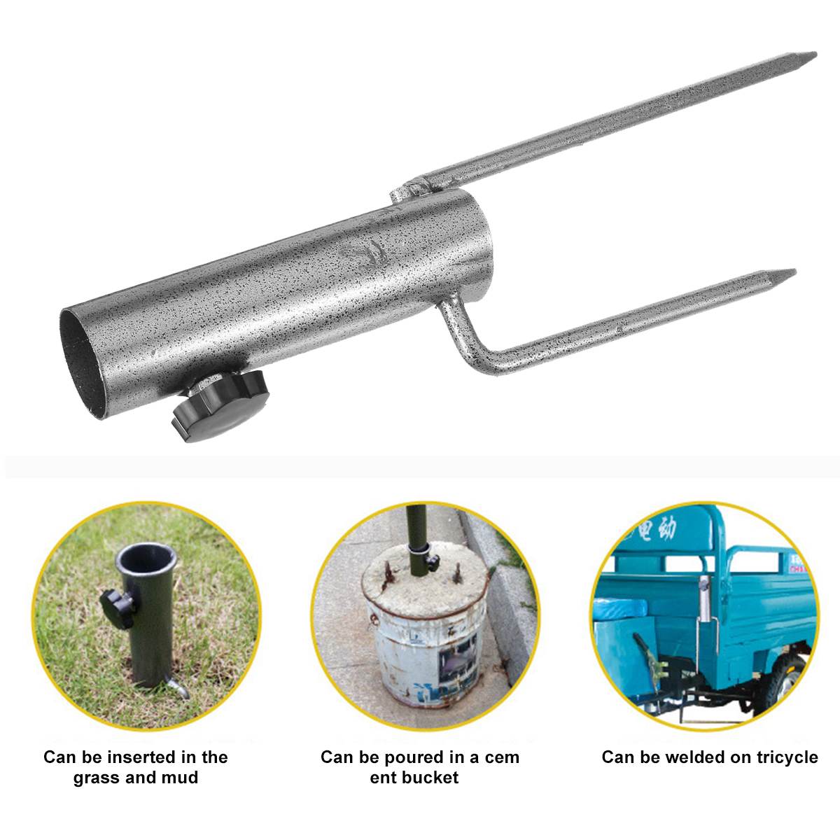 Steel Parasol Stand Umbrella Base Heavy Duty Parasol Stand Holder Outdoor Garden Market Patio Insert Plug Garden Accessories