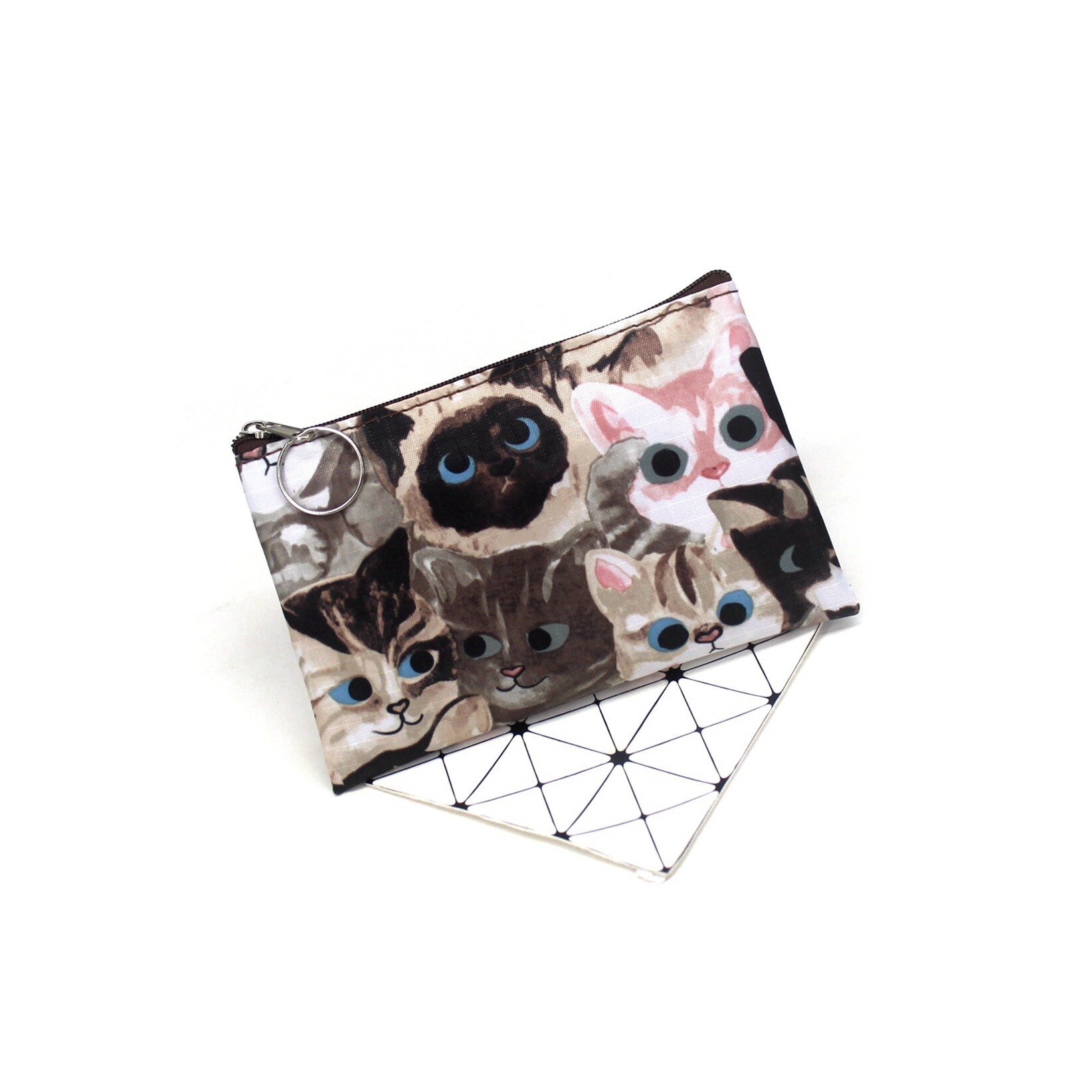 Monedero con estampado de gato para niñas pequeñas, monederos Vintage para mujer, billeteras cero, bolso de mano, monedero para mujer: Chocolate