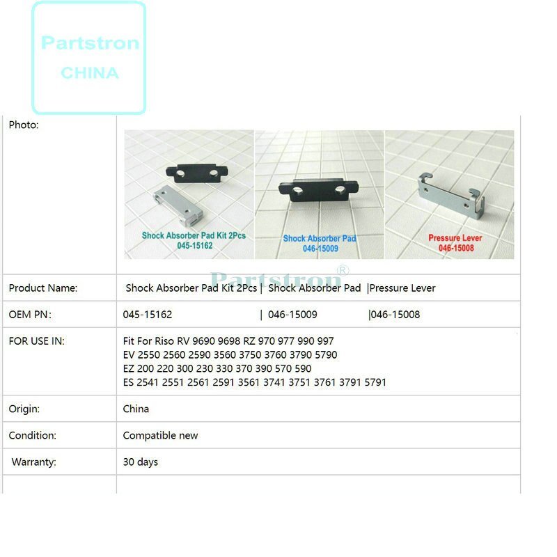 Originele Schokdemper Pad Kit 045-15162 Schokdemper Pad 046-15009 Druk Hendel 046-15008 Fit voor Riso RV RZ EV EZ ES
