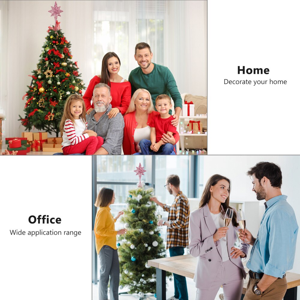 1Pc Xmas Eight Pointed Star Treetop Decor Christmas Tree Star Topper ((Golden)