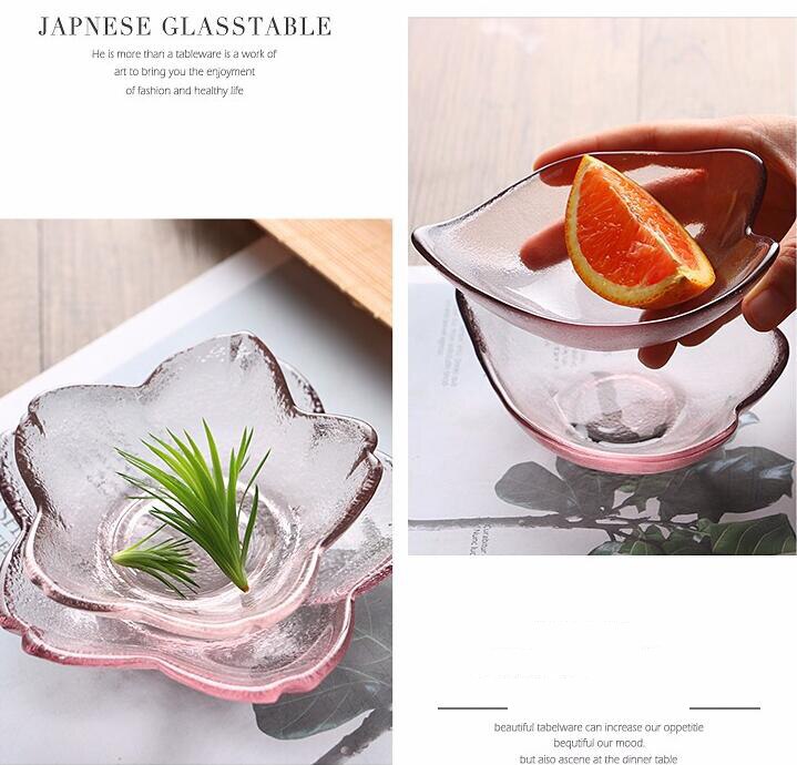 Platos bonitos pequeños de cristal de cereza, Boles pequeños para frutas, ensaladas, plato de postre, vajilla, plato de salsa, productos de Decoración de cocina, 1217