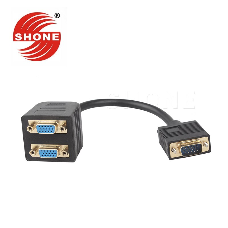 VGA een minuut twee 1 in 2 out kabel vga distributeur computer monitor vga1 minuut 2 adapter