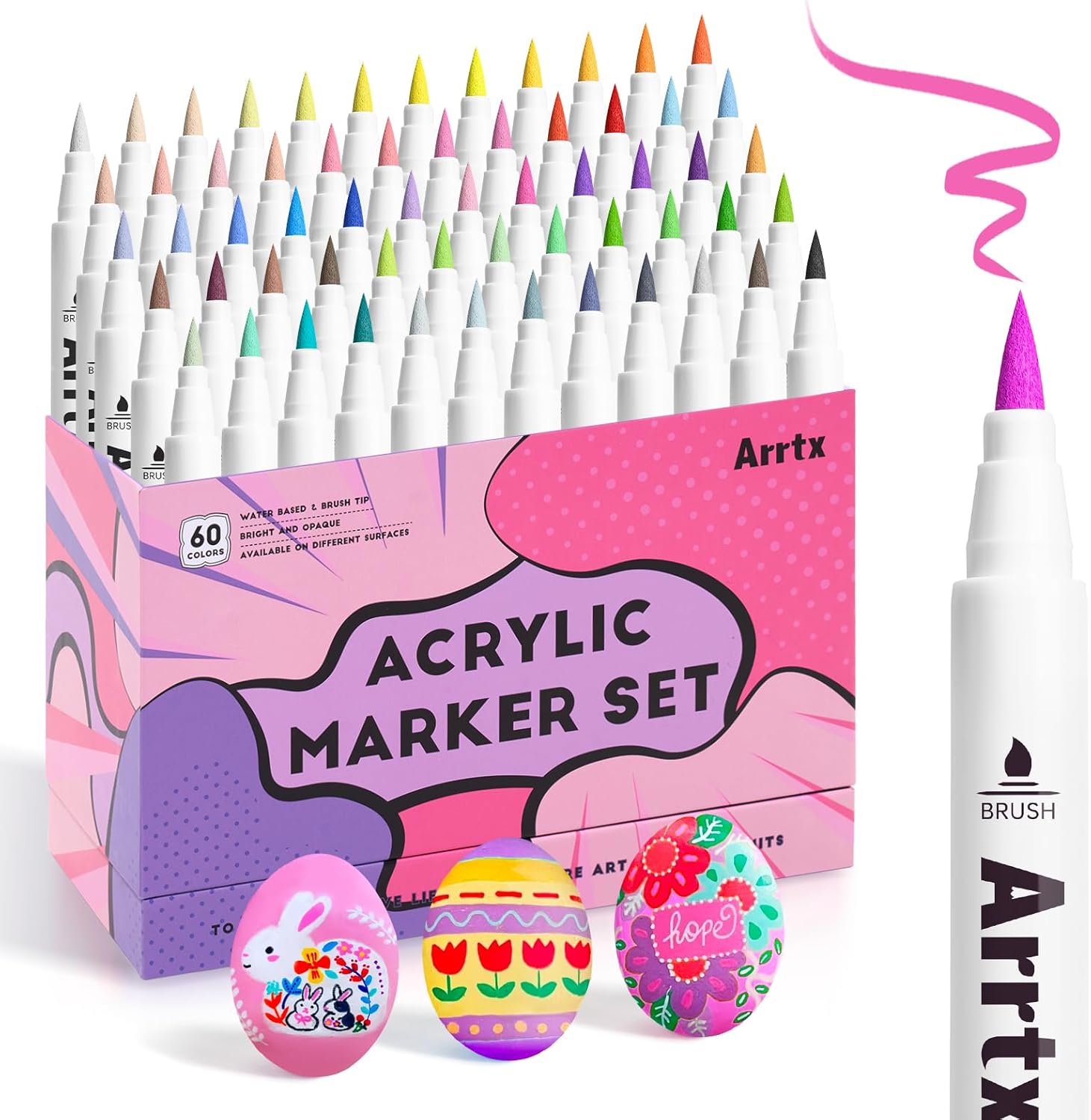 Arrtx 12/36/48/60/90 kleuren acryl marker voor rotsschilderen, borstel tip verf markers kunstbenodigdheden, stof verf markers: Bordeaux