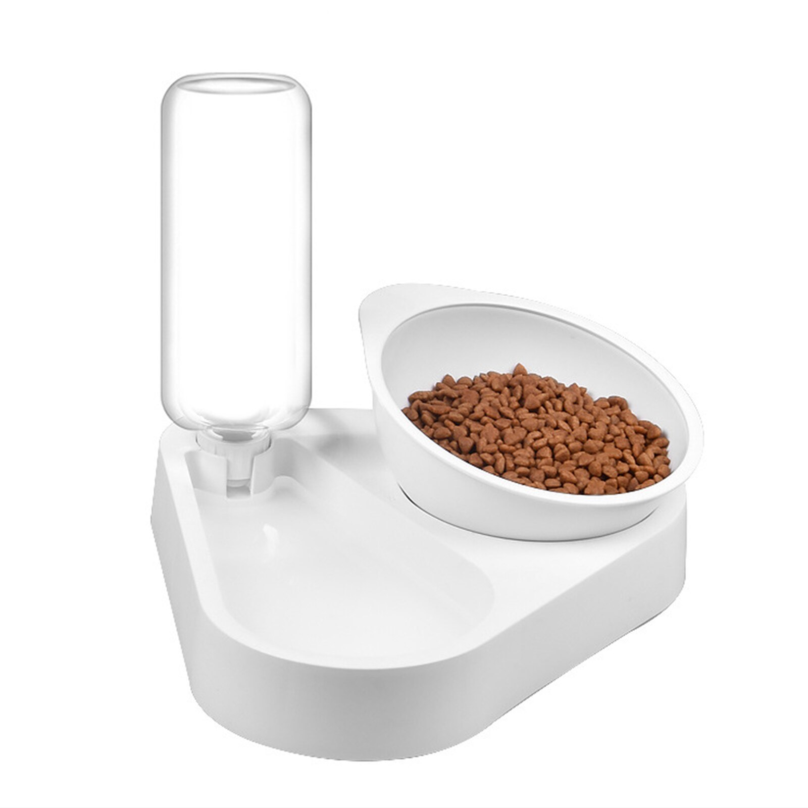 Automatische voerbak voor honden en katten, voerbak met waterdispenser, dubbele drinkbak, verhoogde staande kom, dierenbenodigdheden: Default Title