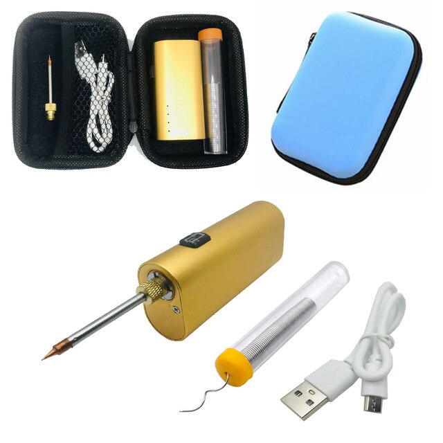 40W high power portable rechargeable soldering iron USB battery soldering iron 510 interface soldering iron tip: Yellow