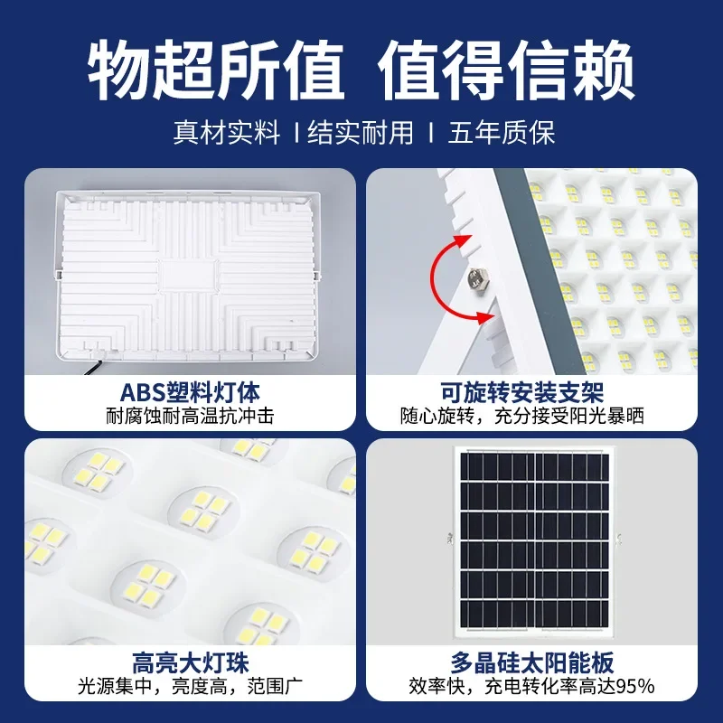 Outdoor Schijnwerper Solar Lamp 96/140/216 LED Afstandsbediening Binnenplaats Verlichting Straatlantaarn Waterdicht IP67 Tuin Huishouden