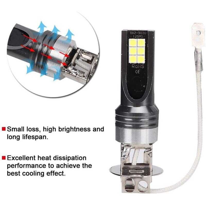12-24V 36W Automobile Led Fog Light, Led Motorcycle Headlight, Headlight Bulb, 3030 12 LED Driving Light H3