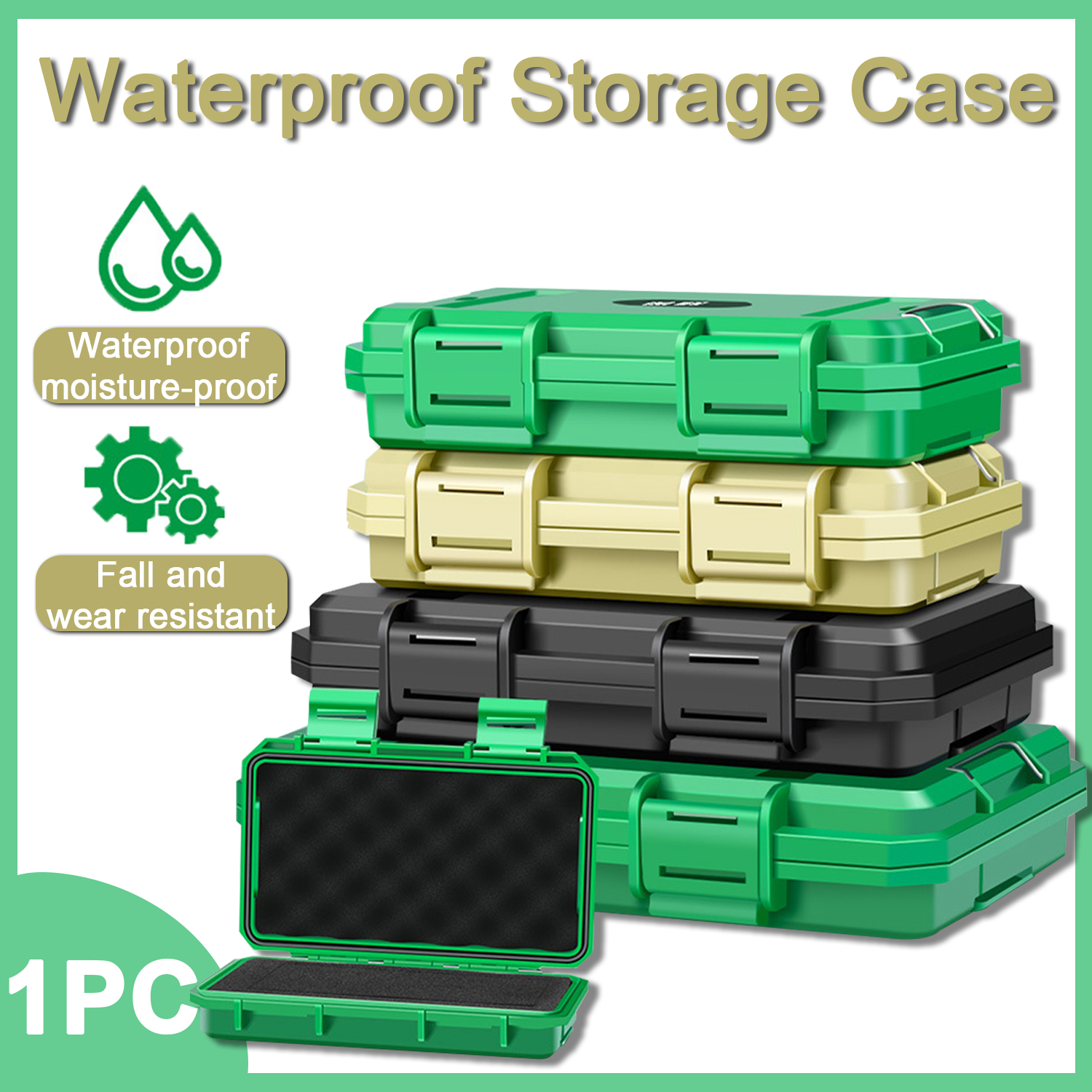 1PC waterdichte opbergkoffer draagbare hardware gereedschapskist met spons verzegeld schokbestendig veiligheid bescherm apparatuur doos gereedschap organisator