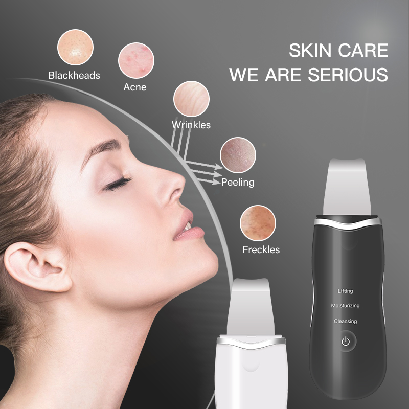 Ultrasonic Skin Scrubber Face Spatula Blackhead Removal Pore Cleanser Skin Peeling Lifting Comedone Extractor Beauty Instrument