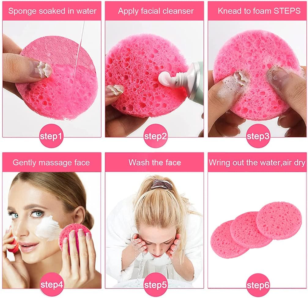 50-1000 Uds. Esponja de pulpa de madera Natural para lavado de cara, esponja de espuma para lavado de cara, esponja cosmética para limpieza facial