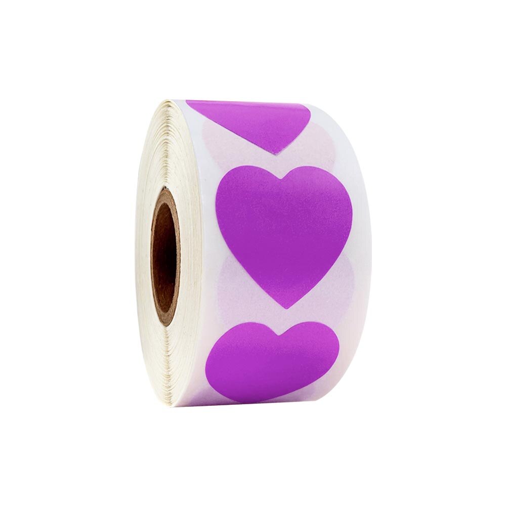 500pcs Chroma Label Color-Code heart Labels stickers Black white green blue orange red brown yellow gold stationery stickers: purple