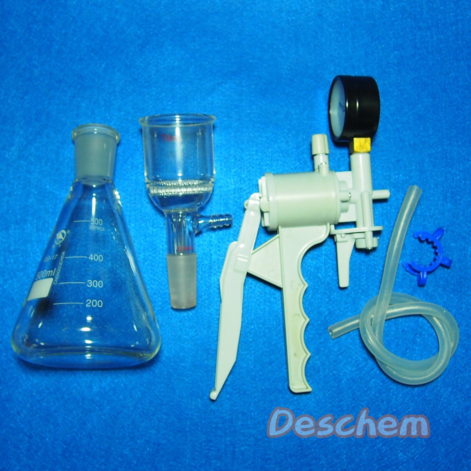 500ml,Suction Filtration Device,47mm Buchner Funnel,Glass Flask With Vacuum Pump