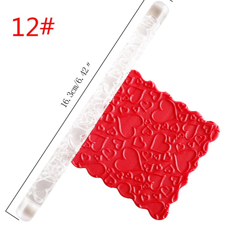 Textured Embossing Rolling Pin Fondant Cake Roller Bakeware Tools Decorating Pastry Tools Cup Top Non-stick Rolling Pin: 12