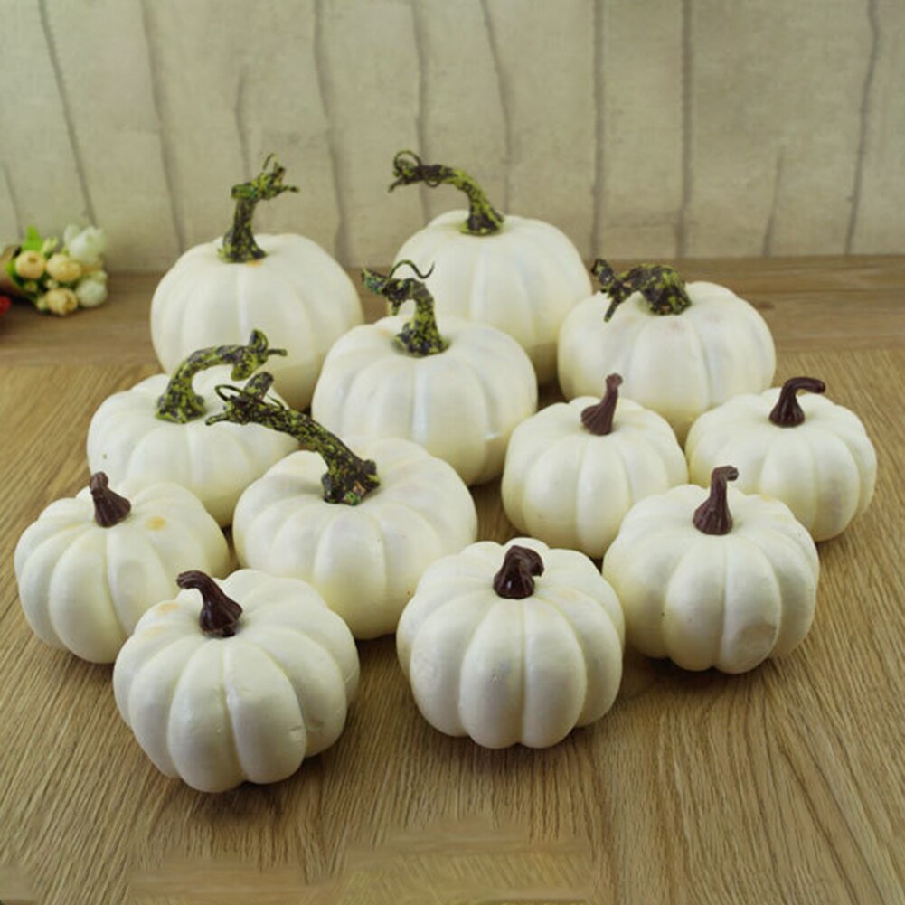 DomeStar Calabazas artificiales, 12 piezas de mini calabazas con 30 piezas de hojas de arce realistas de otoño, Halloween y Día de Acción de Gracias DomeStar Calabazas artificiales, 12 piezas de mini calabazas con 30 piezas de hojas de arce realistas de otoño, Halloween y Día de Acción de Gracias