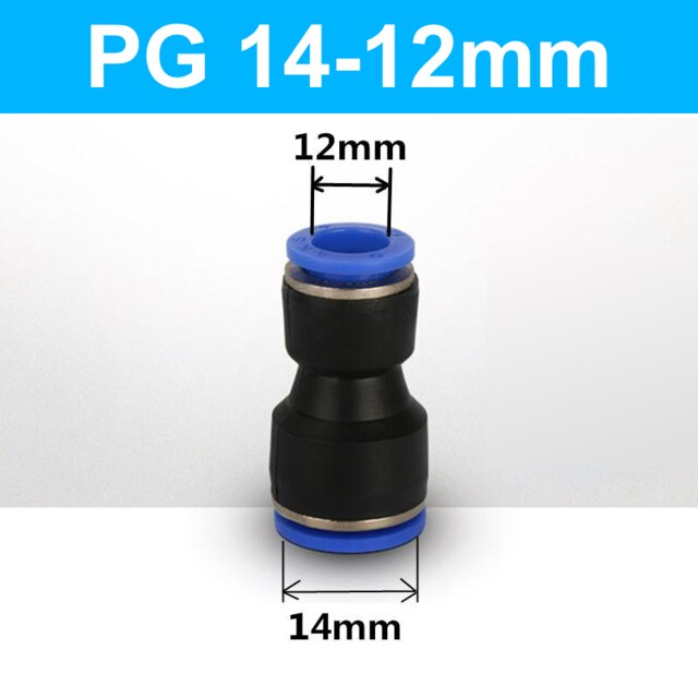 Quick Pneumatic Fittings Plastic Connector PG 4/6/8/10/12/14mm High Pressure Hose Variable Diameter Air Pipe Straight Butt Joint: 12mm-14mm