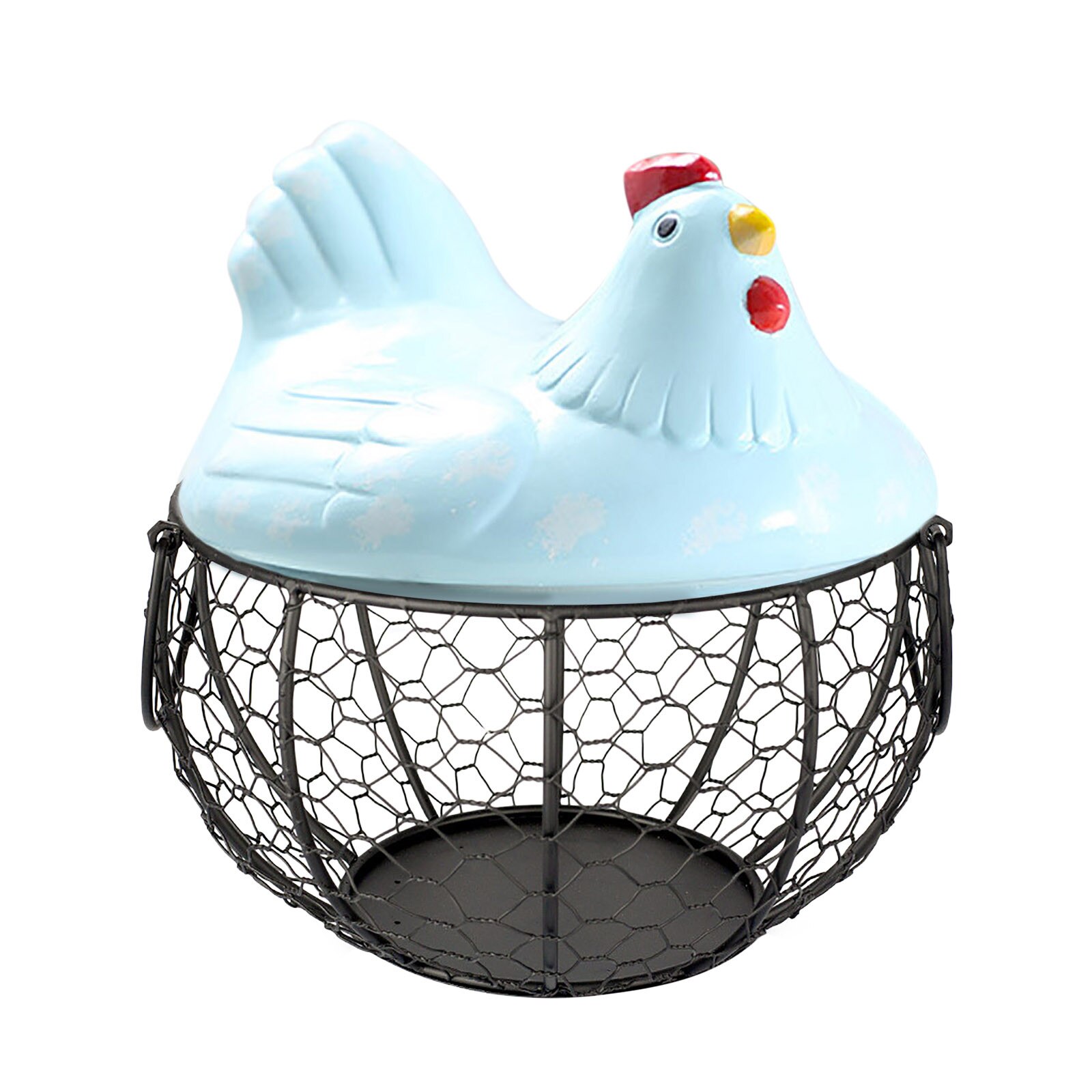 Ceramic Egg Holder Chicken Wire Egg Basket Fruit Basket Collection Ceramic Hen Oraments Decoration Kitchen Storage #T2G: BU