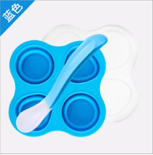 1 pièces silicone vaisselle quatre trous sept trous sain multi couleur simple et pratique enfants spécial boîte alimentaire supplémentaire: blue 4 holes