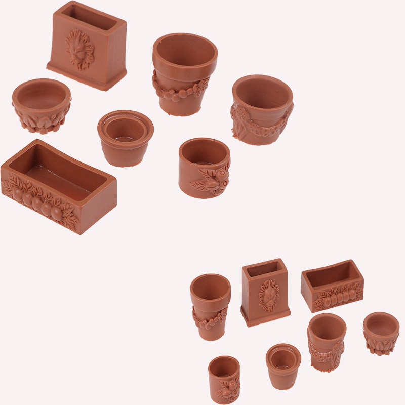 7 sztuk/zestaw kolekcje mini miniaturowe bonsai doniczka dla 1/12 Lalka Dom wróżka wystrój ogrodu akcesoria