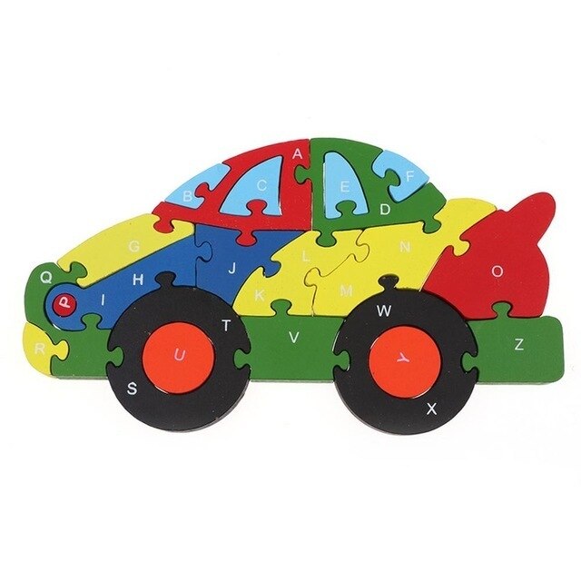 Colorful Kids 3D Puzzle Wooden Toys Cartoon Animal Traffic Jigsaw Montessori Early Learning Educational Toys For Children: Car 9