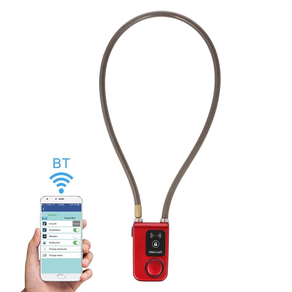 Lock 80CM Steel Cable Anti Theft Alarm Lock Phone APP Control Smart Lock for Bicycle Motorcycle Gate Lock IP55 Waterproof