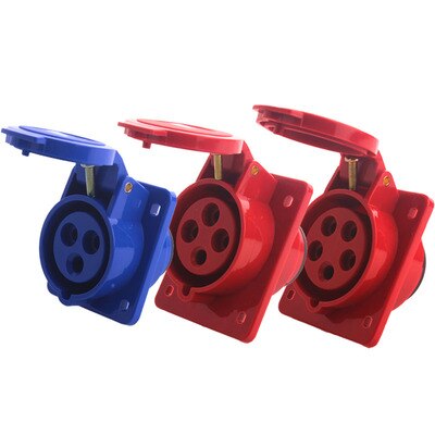 IP44 Industrial Plug and Socket Waterproof Connector 3PIN 4PIN 5PIN 16A/32A Waterproof Electrical Connection Wall Mount Socket