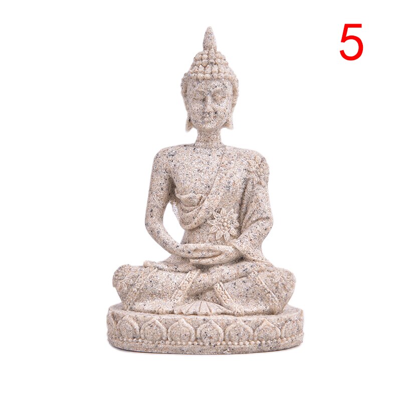 Buddha Statue Natur Sandstein Thailand Buddha Skulptur Hindu Fengshui Figur Meditation Miniatur Wohnkultur: N5