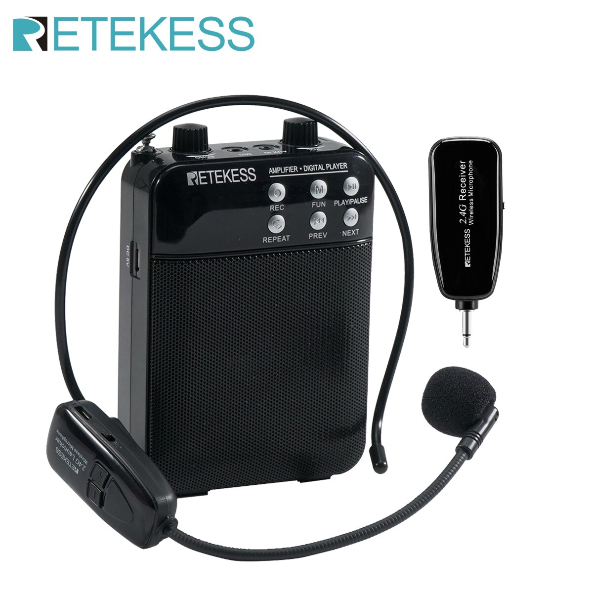 Retekess TR619 Speaker Draagbare Fm Opname Voice Versterker Ondersteuning Usb Tf Card Slot Aux Input Wireless Transceiver Voor Leraar