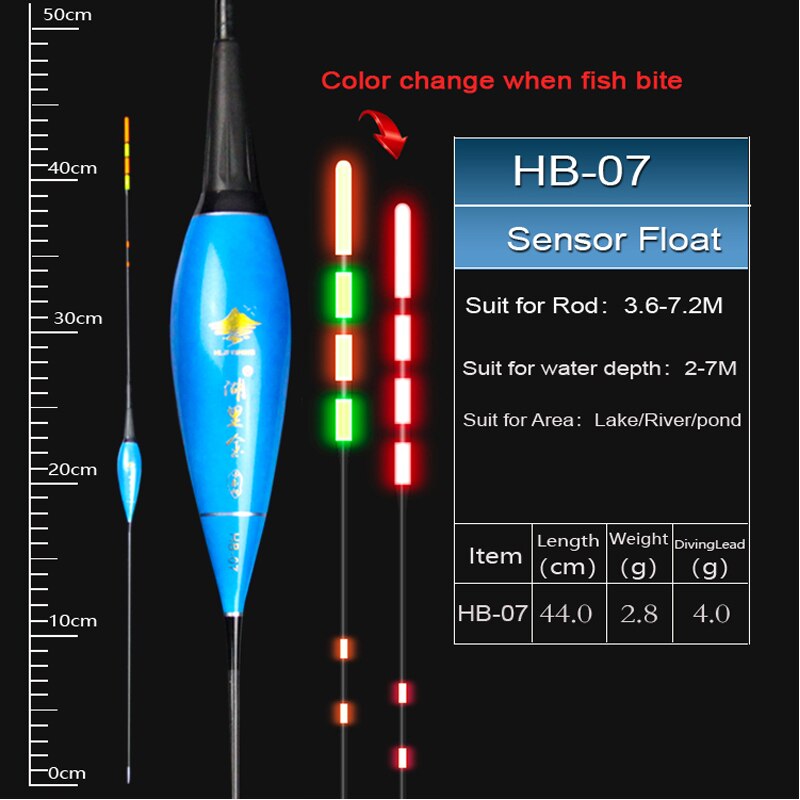 Hljfish flotteur de pêche flotteur électrique capteur de gravité Smart IC intégré appâts de poisson antenne changement de couleur LED flotteur lumineux: HB07 Float (4.0g)
