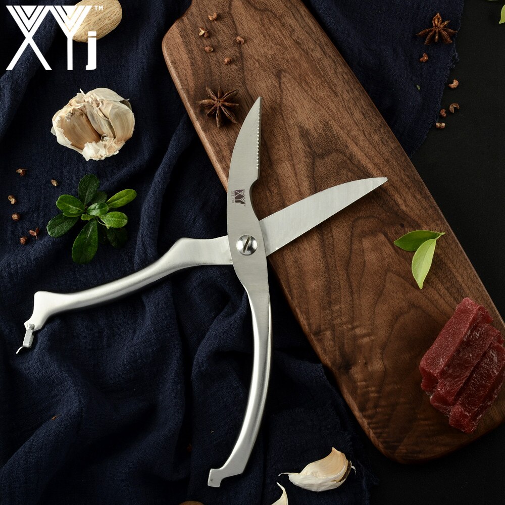 XYj 3Cr13 Stainless Steel Scissors Poultry Kitchen Chicken Bone Scissor With Safe Lock Cutter Cook Tool Shear Cut Duck Fish