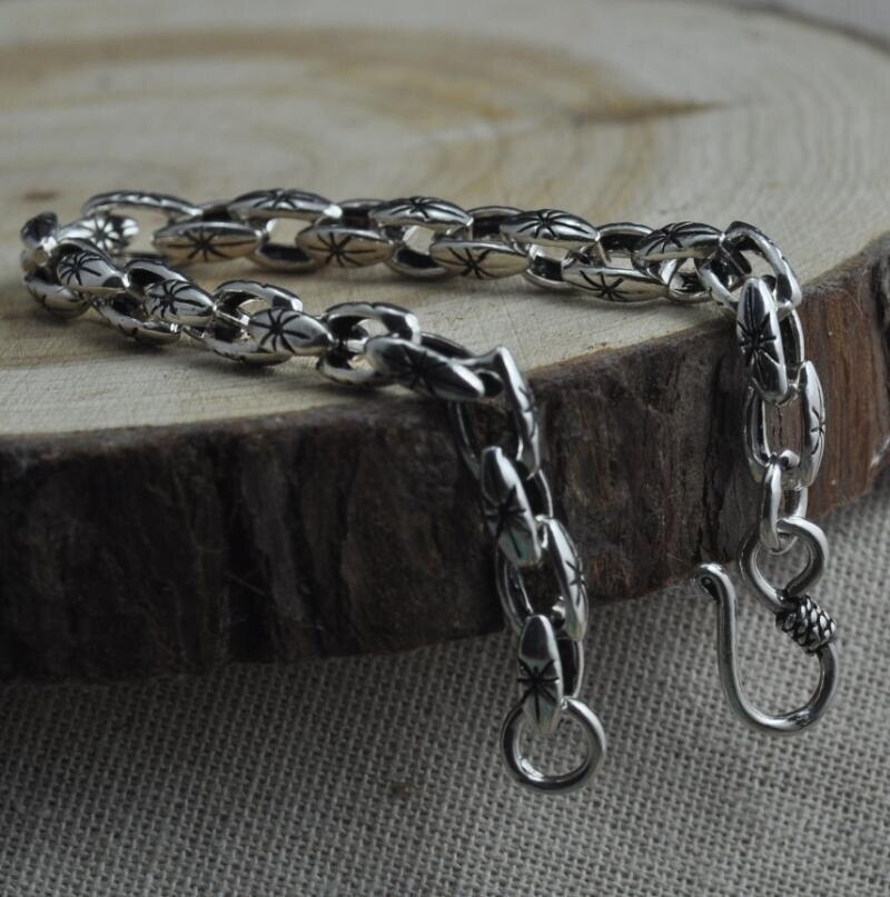 Puur Zilveren Kruis Link Armband Unisex S925 Massief Zilveren Zon Patroon Chain Real Zilver Hollow Out Armband Sieraden