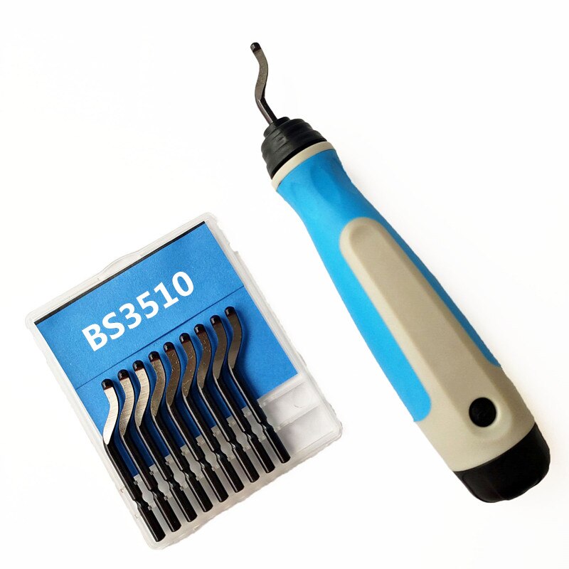 NG1000 BS1010 Trimming Burr Handle DIY Scraper Edge Cutter Remover Hand 10pcs Blades Deburring Tool Set Portable: Navy Blue