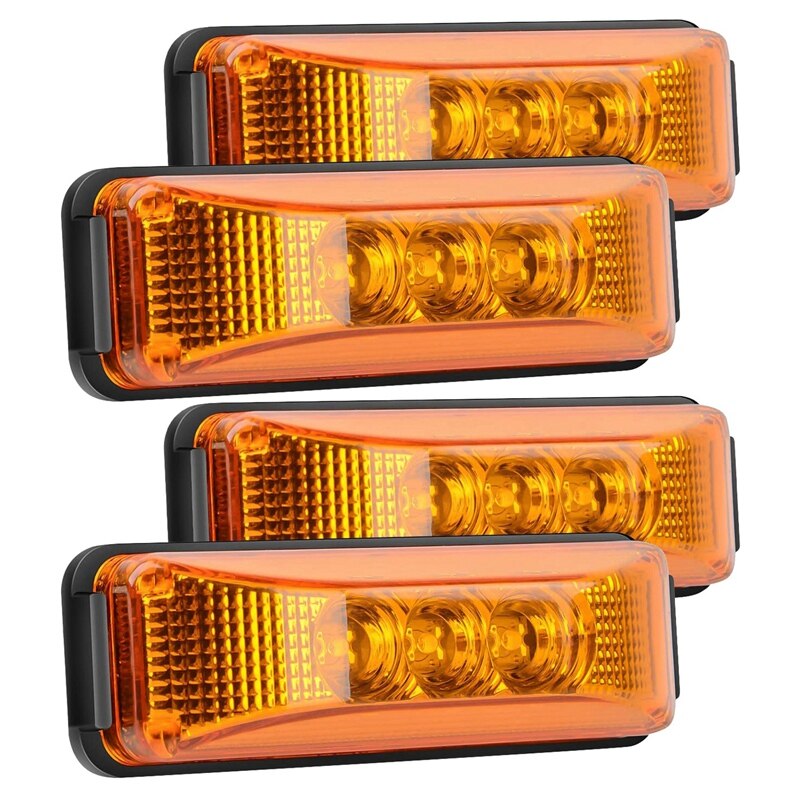 4PCS 24V 3.9Inch 3 LED Truck Trailer Amber Light Front Rear LED Side Marker Lights Clearance Indicator Lamp Waterproof: Default Title