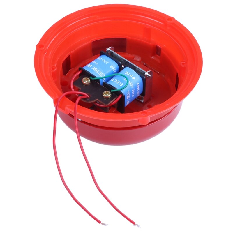 -AC 220V 100mm 4 inch Dia Schools Fire Alarm Round Shape Electric Bell Red