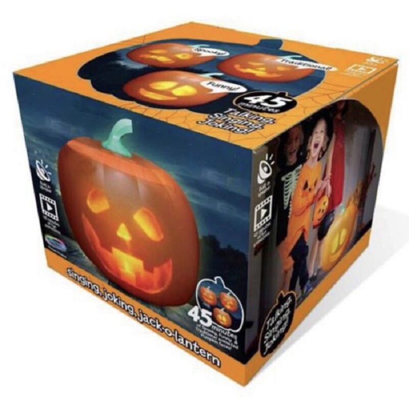 Halloween Talking Animated Pumpkin with Built-in 3-in-1 Projector & Speaker for Home Party