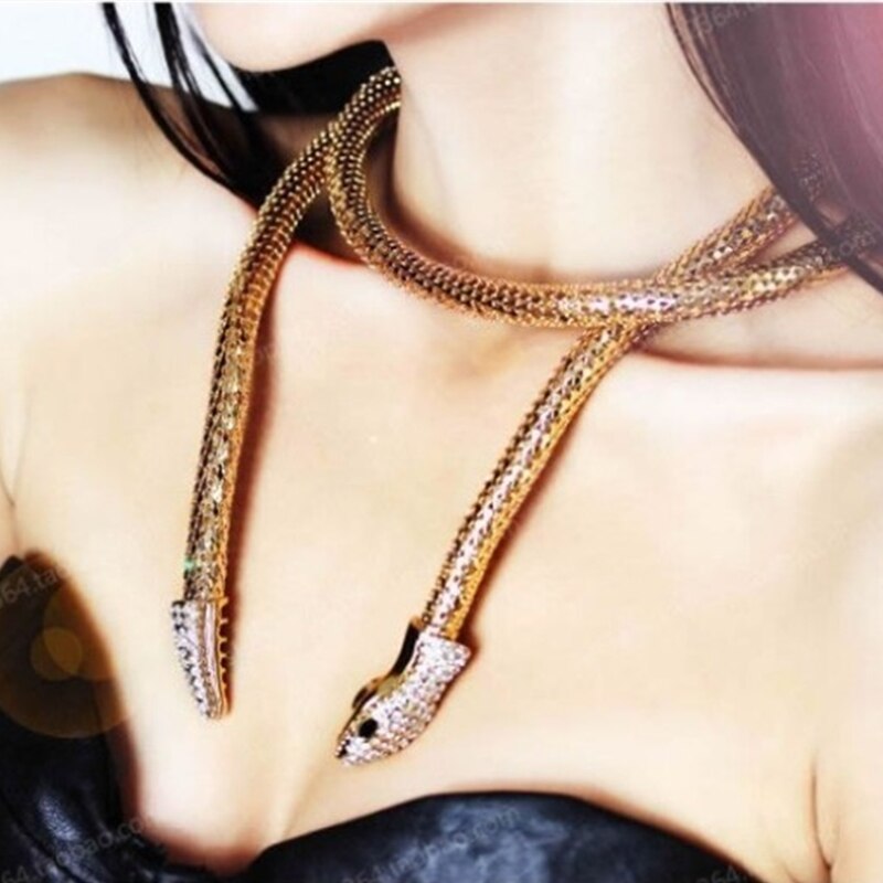 Punk Crystal Goud Zilver Snake Riem Voor Vrouwen Collier Femme Bijoux Snake Magneet Kettingen Vrouwen Choker Sieraden Accessoire