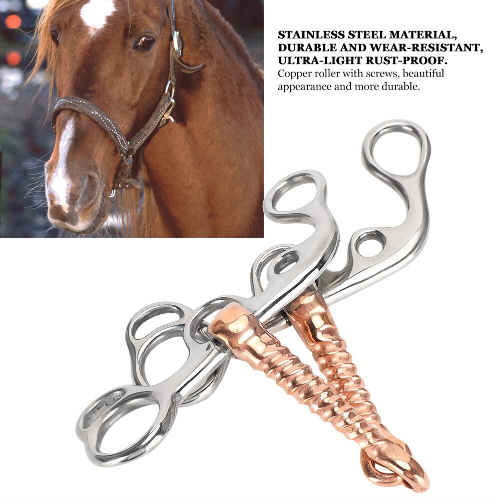 Stainless Steel Horse Snaffle Training Snaffle Bit Equestrian Equipment Supplies Stainless Steel Threaded Copper Rod Horse Bit