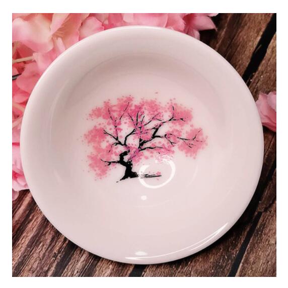 Japansk stil körsbärsblomma plommon blomma sake kopp vattenfärgad missfärgning kopp skål keramik vitt vin persikoblommande kopp: Tråkig