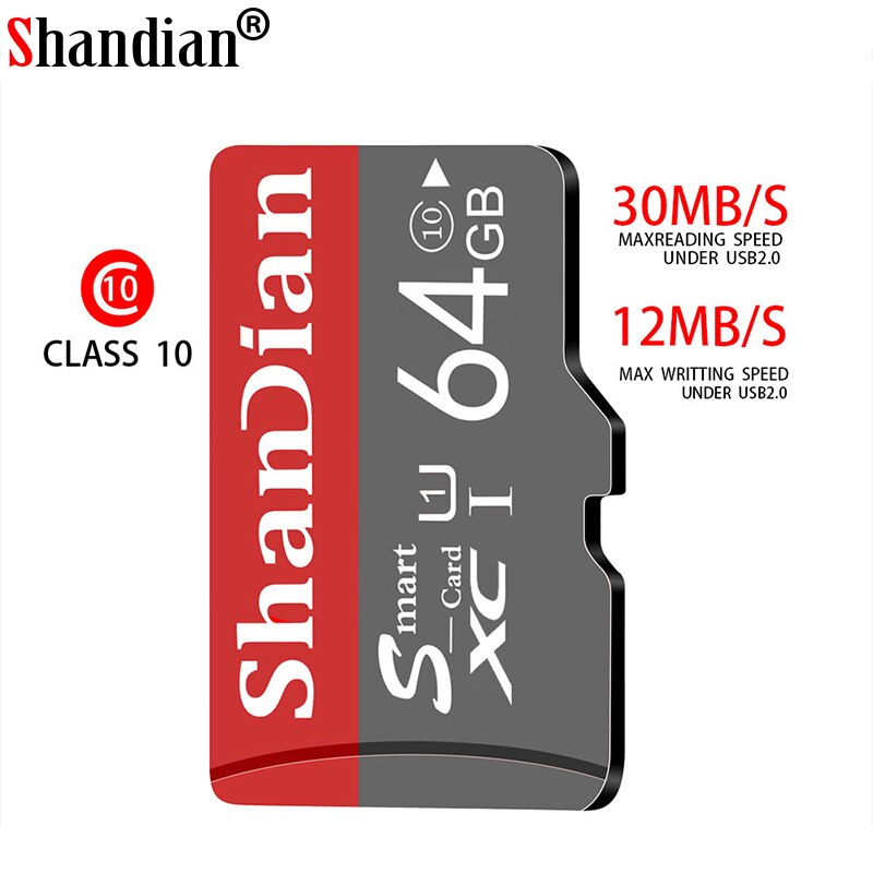 ShanDian mini karta TF szybka klasa 10 8GB 128GB 32GB karta pamięci Tarjeta wysokiej jakości karta Lampa błyskowa 16GB 64GB karta sprytny-sd