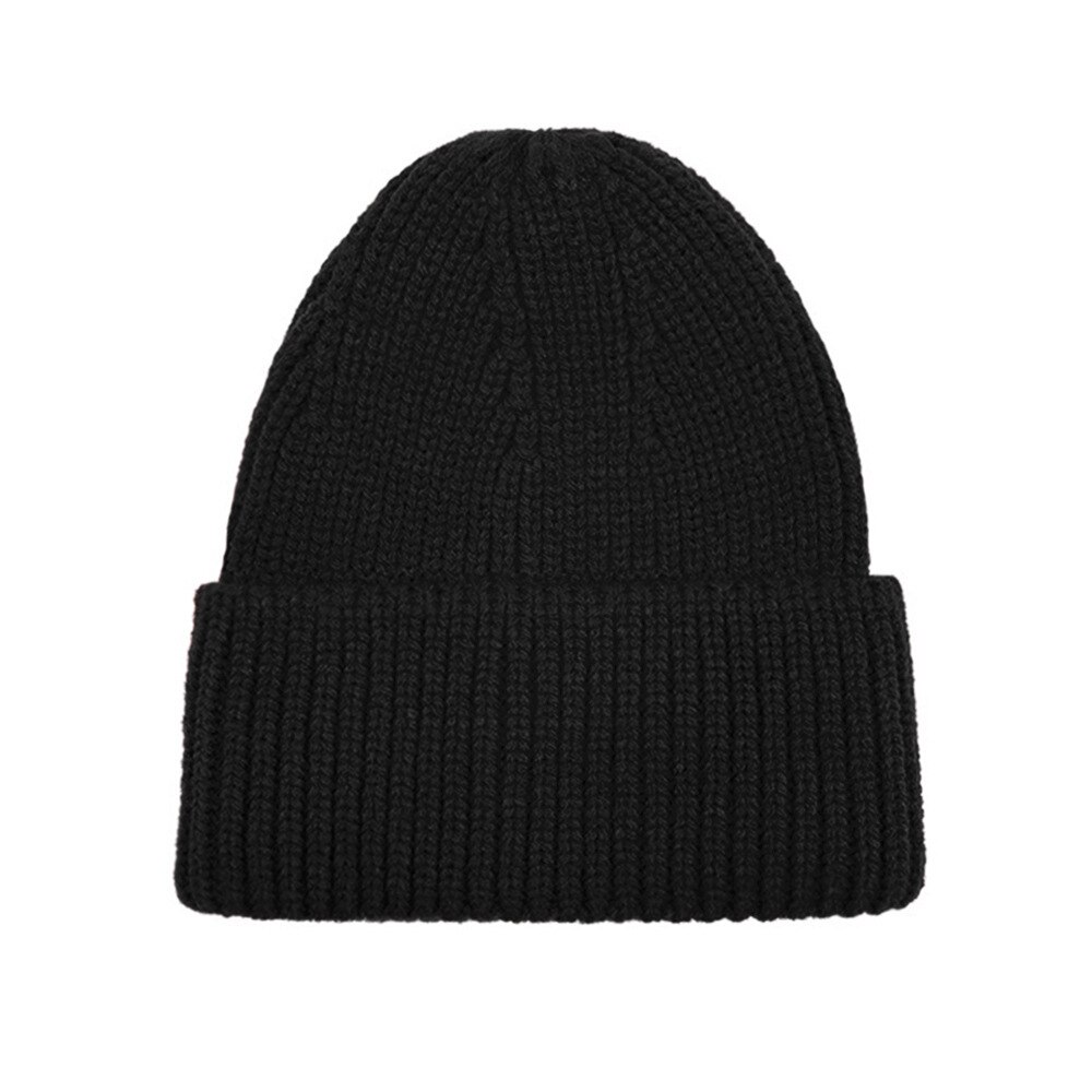 Cappello da donna inverno 2021 berretti cappellini con teschio lavorato a maglia Chapeau Femme Casual solido adulto copricapo berretto Skullies costine: Black