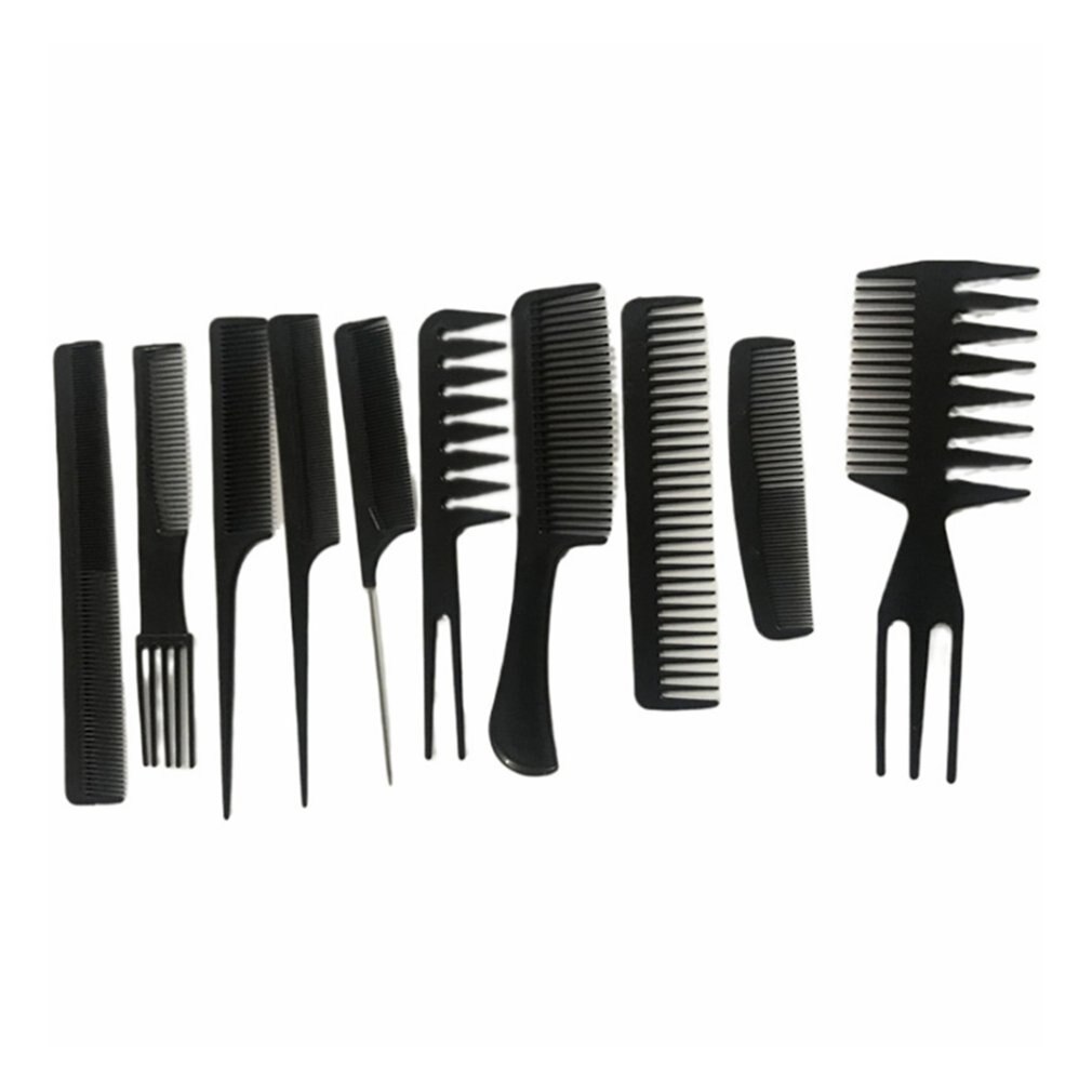 10-Piece Hairdressing Comb Eco-Friendly Plastic Rapid Modeling Anti-Static Massage Comb Straight Hair Tool