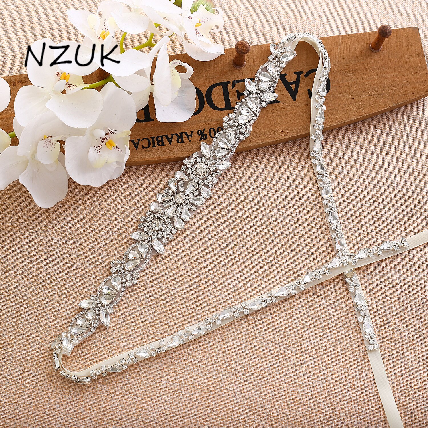 Cintos de Casamento De cristal Cinto de Fita de Cetim Nupcial Sash Belt Vestido de Casamento de Strass Acessórios de Casamento Y138S