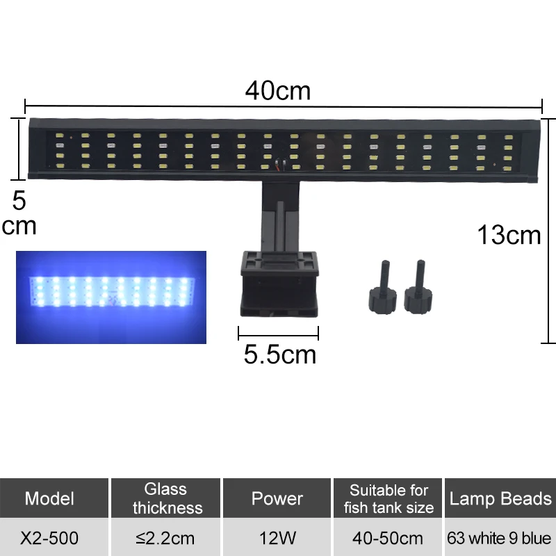 Aquarium Beleuchtung 5W/7W/9W/12W LED Aquarium Licht Ultra-dünne Anlage Wachstum Clip Licht Aquarium Beleuchtung Aquarium Zubehör: Rot / AU Stecker