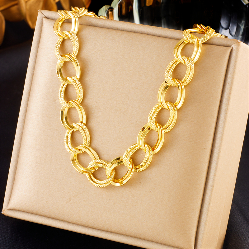 DIEYURO-collar de cadena gruesa de acero inoxidable 316L para mujer y niña, cadena para el cuello de nueva tendencia, de , joyería que no se decolora: Rojo óxido