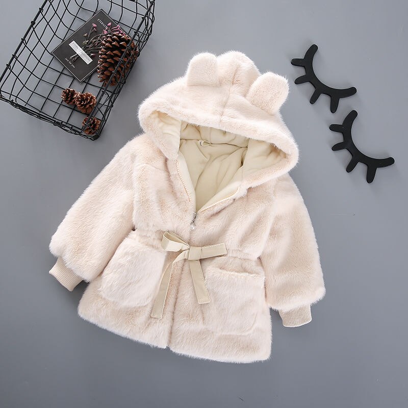 Manteau à capuche en fausse fourrure pour bébé fille de 2 à 7 ans, vêtements léopard à manches longues, manteau et moelleux, belle cape d'extérieur pour enfants